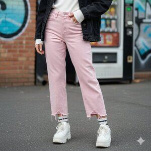 Wild Fable Women's Jeans Pants Pink Straight High Rise Cotton Blend Size 4